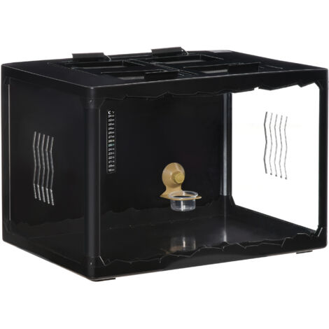 easycomfort terrario per tartarughe di terra e rettili con termometro 18-34℃, 60x40x40.5 cm, nero