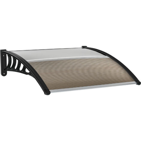 easycomfort tettoia da esterno in policarbonato per porte e finestre con kit montaggio 103x96.5x27cm - marrone