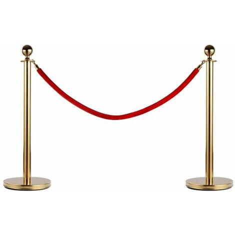 EASYCOMFORT Transenne Elimina Separacode Paletti di Delimitazione con Corde Rosso Acciaio Inox Ф32 x 95CM Oro