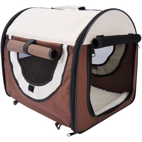 easycomfort trasportino gabbia da trasporto per cani gatti e animali domestici pieghevole 61x46x51cm caffè