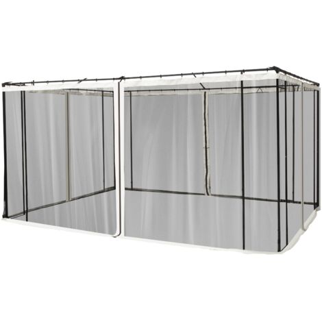 easycomfort zanzariera per gazebo 3x4m con cerniere e anelli, pannelli da 352x207cm - nero/beige