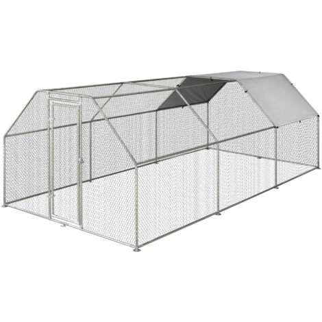 easycomfortrecinto gabbia per galline in metallo galvanizzato impermeabile, pollaio con porta e copertura oxford, 280x570x195cm
