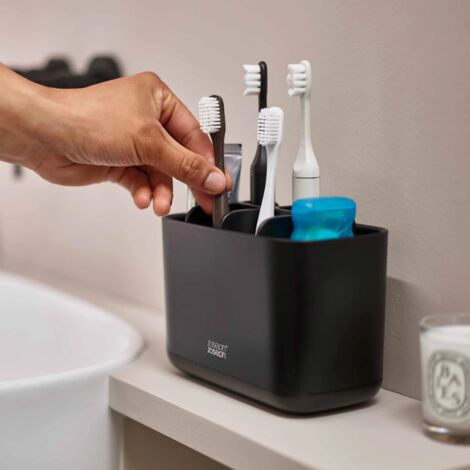 EasyStor, gran soporte para cepillos de dientes, muy fácil de lavar, para toda la familia, negro mate (70599)