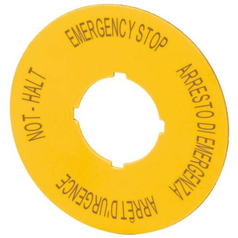 EATON 121372 PLAQUE DE MAINTIEN DE SECOURS, D = 60 MM, JAUNE, DE, EN, FR, IT