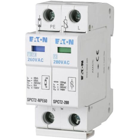 Eaton 167621 SPCT2-335-1+NPE Scaricatore di sovratensioni Protezione da sovratensioni per: Armadi di distribuzione 20 k