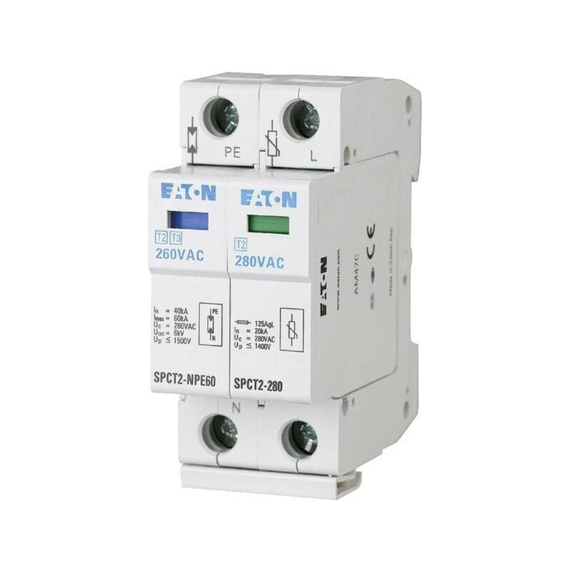 167621 SPCT2-335-1+NPE Dispositif antisurtension Protection anti-surtension pour: armoire de distribution 20 kA 1 pc(s) D986801 - Eaton