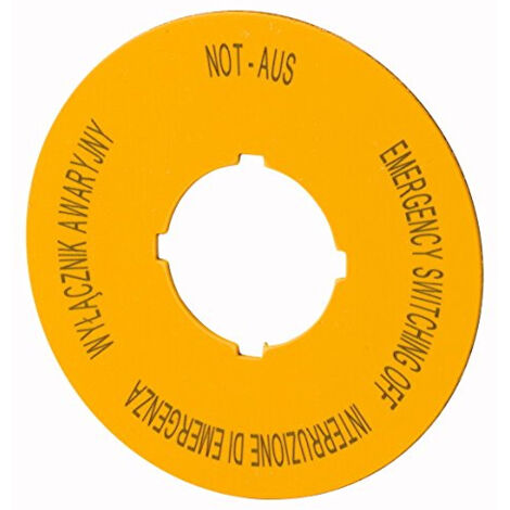 EATON 167639 PLAQUE DE SECOURS EN, D = 60 MM, JAUNE, PL, EN, DE, IT