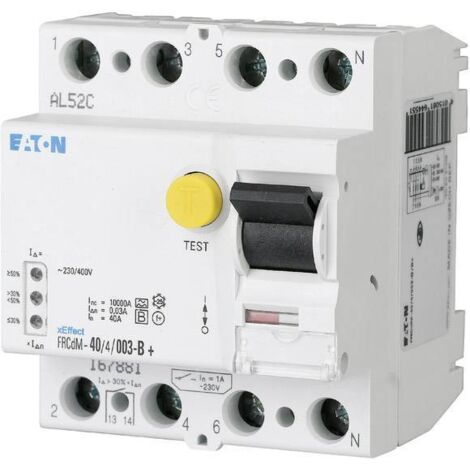 Eaton 167882 FRCDM-63/4/003-G/B+ Interrupteur différentiel sensible à tous les courants 4 pôles 63 A 0.03 A 240 V, 415 V W090821