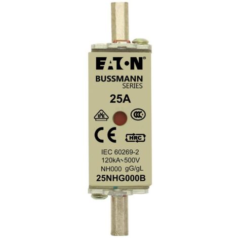 Eaton  25NHG000B Fusibile NH con visualizzazione sicura meccanica Misura fusibile  000 25 A 500 V 3 pz.