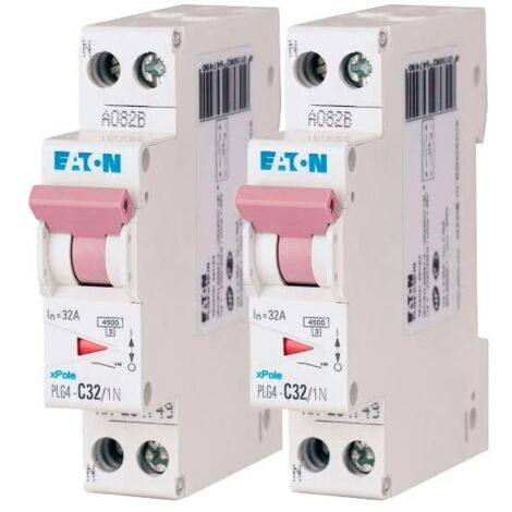 EATON 264749 PLG4-C32/1N - DISGIONTTORE MODULARE PH/N - Bianco - CONTROLLO VIOLA - 1P+N / 32A - CURVA C - Collegamento a vite - 2 interruttori