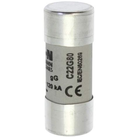 EATON C22G80 INSERT DE SÉCURITÉ, BASSE TENSION, 80 A, AC 500 V, 22 X 58 MM, GL/GG, IEC
