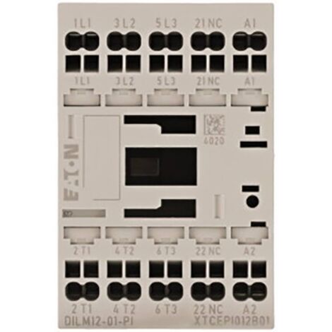 Eaton Contattore di potenza, 3 poli, 380 V 400 V 5,5 kW, 1 NC, 230 V 50 Hz, 240 V 60 Hz, azionamento CA, morsetti Push-in, 199244