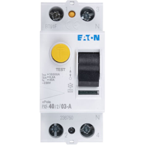 Eaton Disjoncteur différentiel, 40A, 2 pôles, 300mA, Type A, 236750