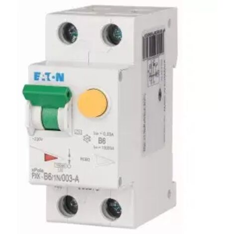 Eaton FI-/LS-Schalterkombination, 6 A, 30 mA, Auslösecharakteristik LS-Schalter: B, 1p + N, Auslösecharakteristik FI-Schalter: A, 236945
