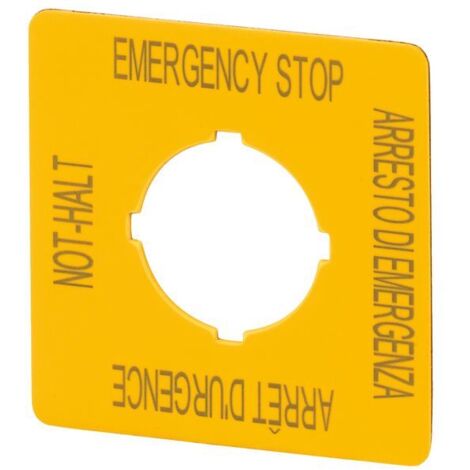 Eaton Inscription, ARRÊT D’URGENCE, H x L = 50 x 50 mm, jaune, DE, EN, FR, IT, 121373