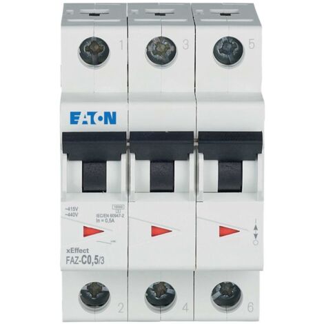EATON (MOELLER) DISJONCTEUR FAZ-C0,5/3 C 0.5 A, INTERRUPTEUR DE CIRCUIT 3P 278856