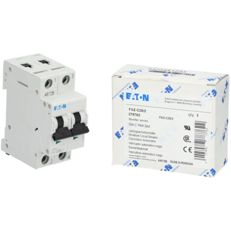 EATON (MOELLER) DISJONCTEUR FAZ-C25/2 C 25 A, DISJONCTEUR DE CIRCUIT 2P 278762