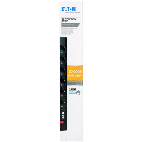 Eaton Multi Enchufe/Parrayos - Protection Strip Eaton 6 DIN - PS6D - 6 ingressi Schuko - Negro