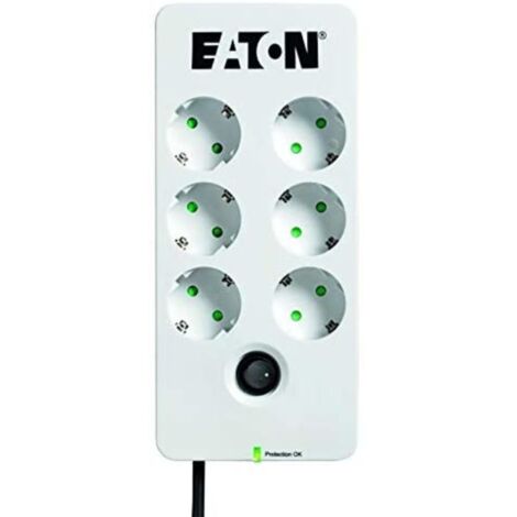 Eaton Multipresa / parafulmine - Eaton Protection Box 6 DIN - PB6D - 6 spine Schuko - Bianco e nero