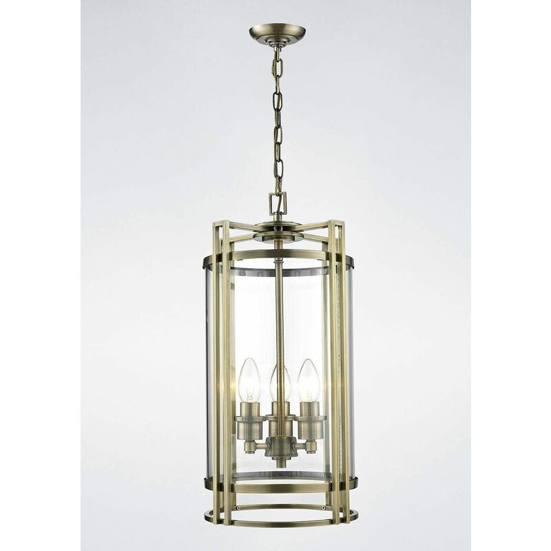 09diyas - Eaton pendant light 3 Bulbs antique brass / glass