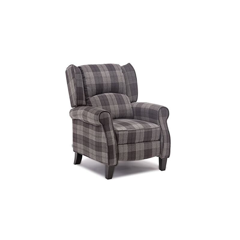 More4homes - eaton wing back fireside check fabric recliner armchair sofa lounge cinemo chair charcoal