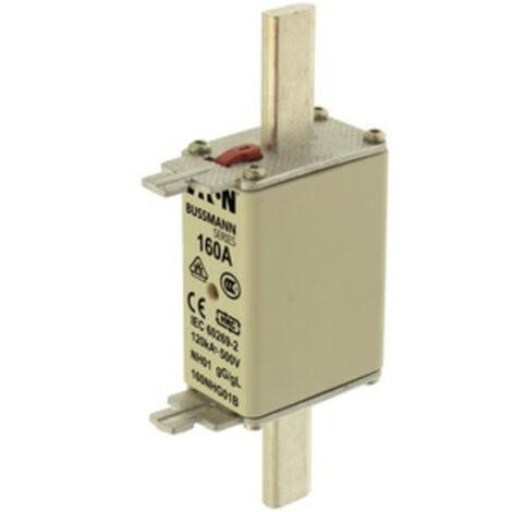 Eaton Sicherungseinsatz, Niederspannung, 160 A, AC 500 V, 120 kA, NH01, gL/gG, IEC, Doppelkennmelder, spannungsführende