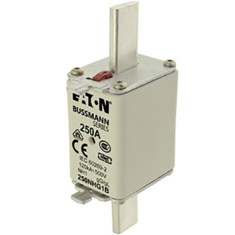 Eaton Sicherungseinsatz, Niederspannung, 250 A, AC 500 V, 120 kA, NH1, gL/gG, IEC, Doppelkennmelder, spannungsführende