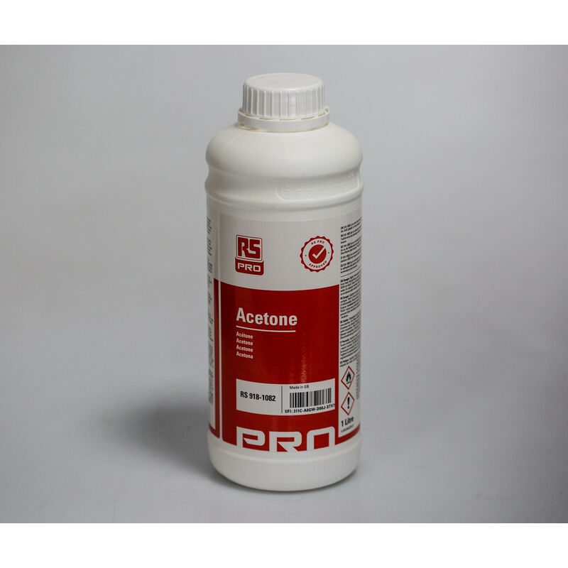 Acétone RS PRO, Bouteille 1 L pour Equipement électrique, Solvant ( Prix pour 1 )