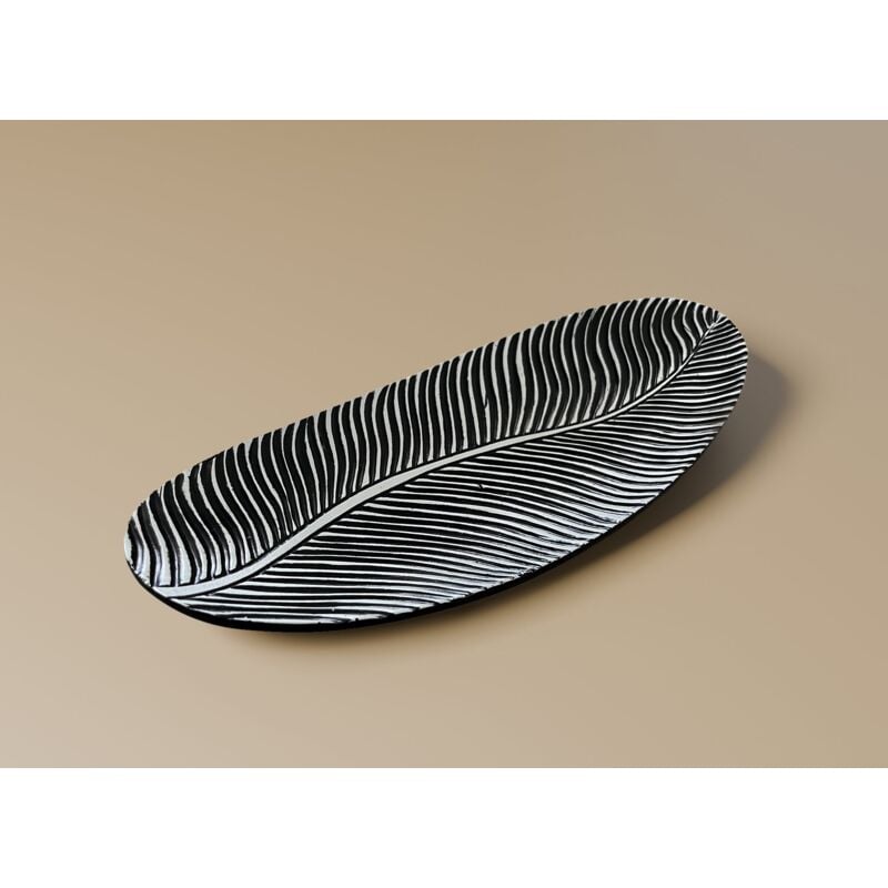 Ebene - Coupelle ovale en résine noire et blanche 37 cm ebene