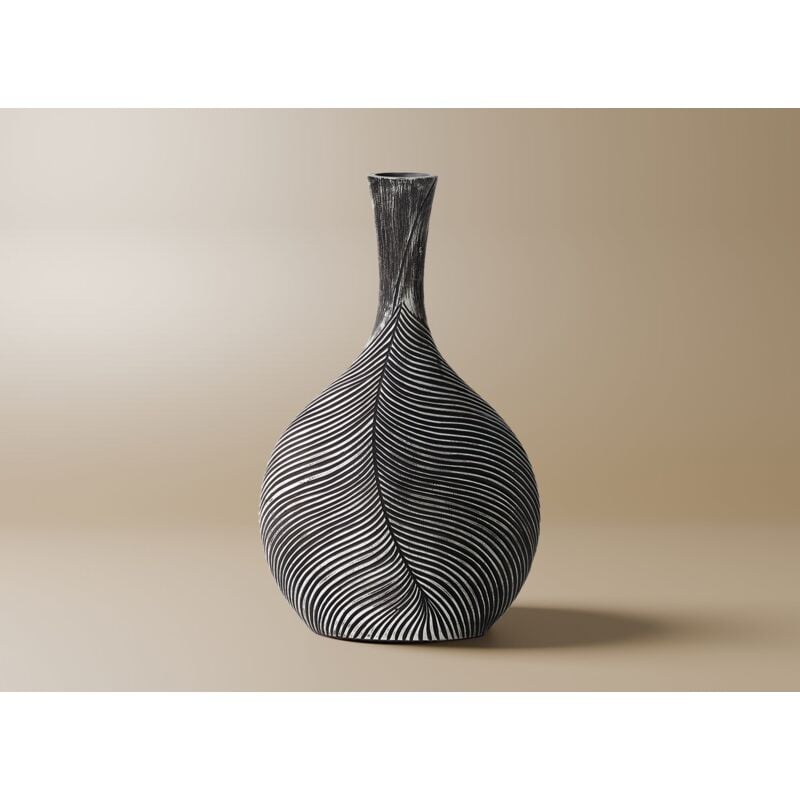 Ebene - Vase boule en résine noir et blanc H43 cm ebene