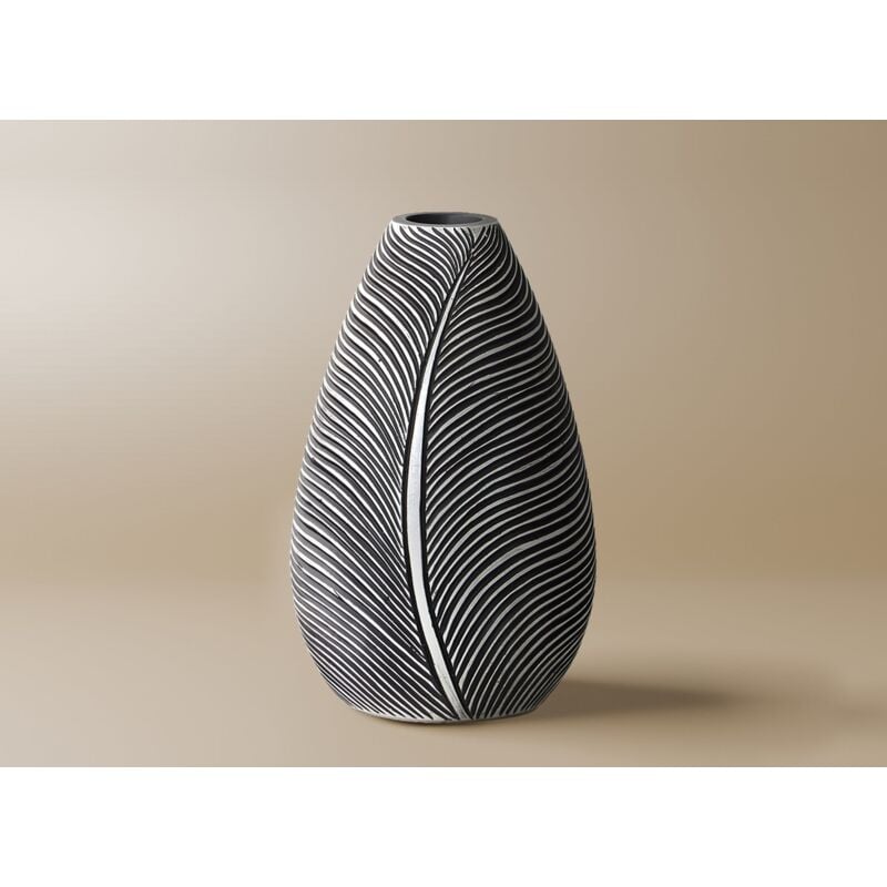 Ebene - Vase en résine noir et blanc H30 cm ebene