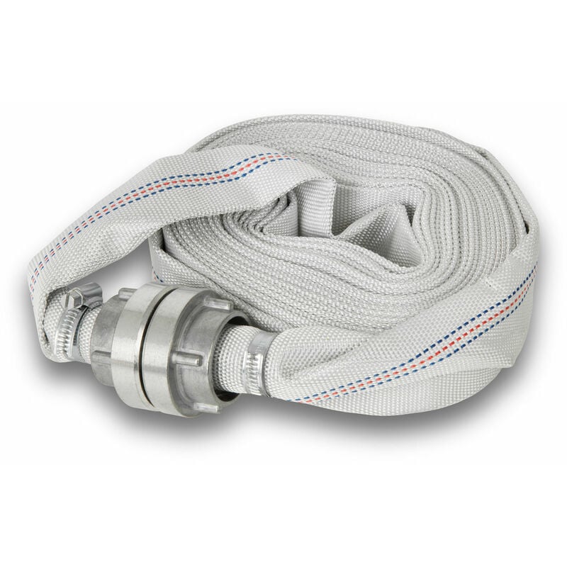 Eberth - 1' Tuyau de refoulement, Tuyau plat avec raccord Storz, longueur 10m, diamètre 1 pouce, Tuyau dincendie, tuyau en textile, tuyau darrosage,