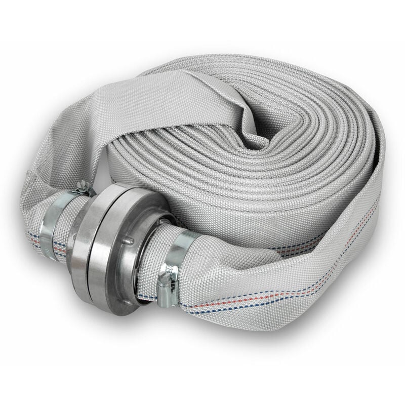 2' Tuyau de refoulement, Tuyau plat avec raccord Storz, longueur 20m, diamètre 2 pouce, Tuyau dincendie, tuyau en textile, tuyau darrosage, tuyau de