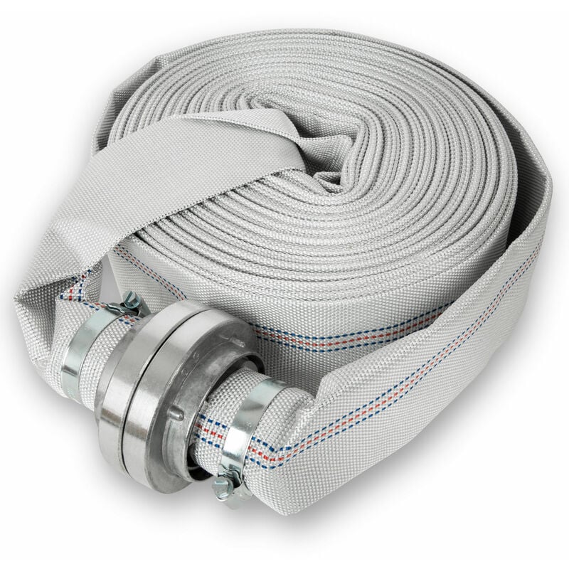 2' Tuyau de refoulement, Tuyau plat avec raccord Storz, longueur 30m, diamètre 2 pouce, Tuyau dincendie, tuyau en textile, tuyau darrosage, tuyau de