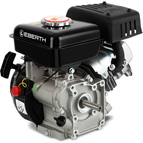 EBERTH 3 PS 2,2 kW Benzinmotor Standmotor Kartmotor Antriebsmotor mit 16 mm Ø Welle, Ölmangelsicherung, 4-Takt, 1 Zylinder Industriemotor, 87 ccm Hubraum, luftgekühlt, Seilzugstart, schwarz
