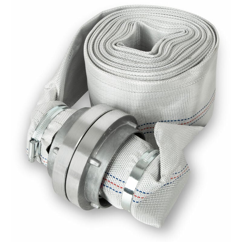 3' Tuyau de refoulement, Tuyau plat avec raccord Storz, longueur 10m, diamètre 3 pouce, Tuyau dincendie, tuyau en textile, tuyau darrosage, tuyau de