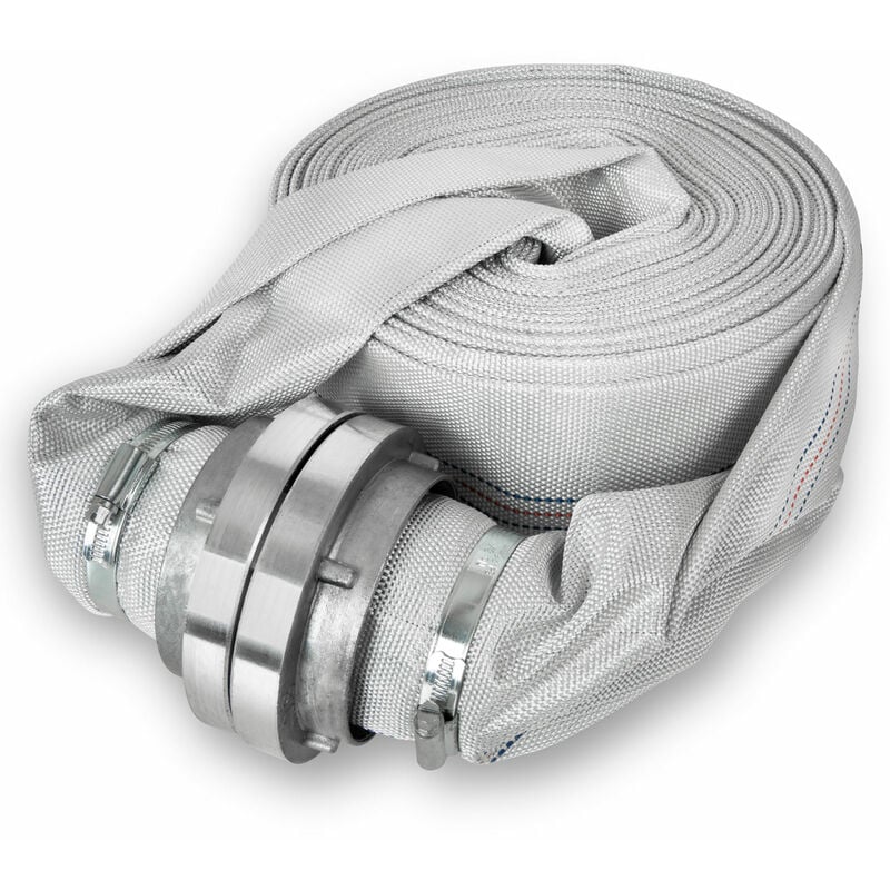 3' Tuyau de refoulement, Tuyau plat avec raccord Storz, longueur 20m, diamètre 3 pouce, Tuyau dincendie, tuyau en textile, tuyau darrosage, tuyau de