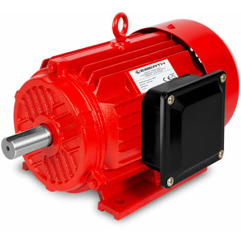 EBERTH 400V Elektromotor mit 3 kW Leistung, Drehstrommotor aus Aluminium, 3-Phasen, Drehzahl 2880 U/min., Stromstärke 6,4 A, Leistungsfaktor 0,95, Asynchronmotor für Einsatz in Industrie, 37 kg