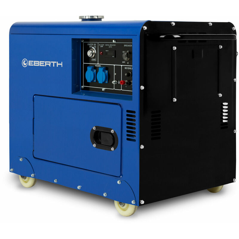 Image of Eberth - 5000 Watt Generatore di Corrente Diesel, Gruppo Elettrogeno con Motore Diesel 10 cv e Avviamento Elettrico, 4T, 2x 230V, 1x 12V, Regolatore