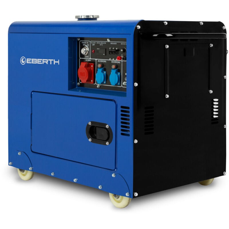 Eberth - 5000 Watt Groupe Electrogene Diesel, Generateur Electrique avec Moteur Diesel 10 cv, 4 Temps, Démarreur électrique, 3 Phases, 1x 400V, 1x
