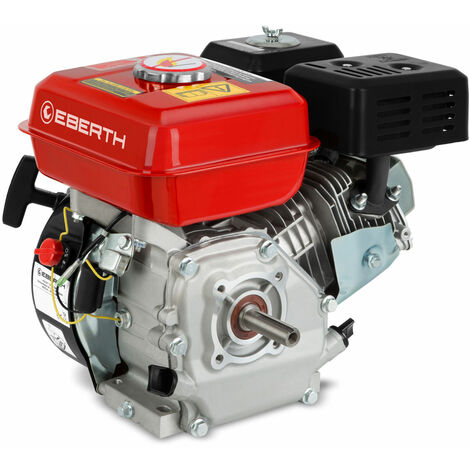 EBERTH 6,5 PS 4,8 kW Benzinmotor Standmotor Kartmotor Antriebsmotor mit 20 mm Ø Welle, Ölmangelsicherung, 4-Takt, 1 Zylinder Industriemotor, 196 ccm Hubraum, luftgekühlt, Seilzugstart