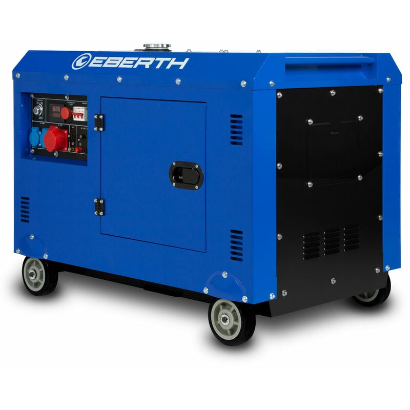 Image of Eberth - Generatore di corrente diesel da 8000 watt, Gruppo elettrogeno con motore diesel a 4 tempi da 13,9 cv, Generatore Trifase con 1x 400V, 2x