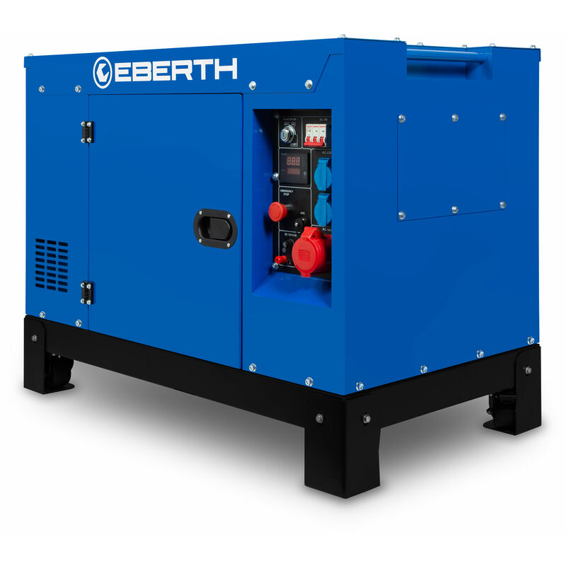 Eberth - Groupe électrogène 15000 Watts, 24,5 cv, moteur diesel à 4 temps, générateur de courant triphasé avec 1x 400V, 2x 230V, 1x 12V, régulateur