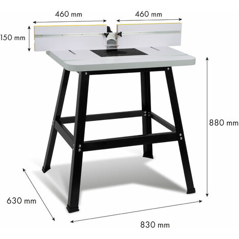 EBERTH Mesa para fresadora, banco de trabajo para fresadora, mesa de trabajo 810 x 610mm, diámetro de fresa 40-190mm, altura de trabajo 880mm, conexión hoover, grosor de la mesa 36mm, patas de mesa me