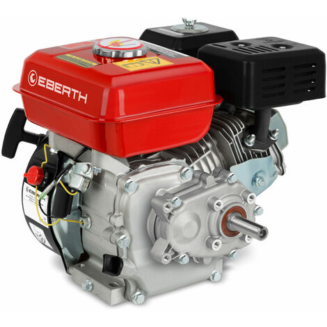 EBERTH Motor de gasolina de 6,5 CV con reductor 2:1, eje de 20 mm Ø, protección de aceite baja, 4 tiempos, 1 cilindro, 196 cc de cilindrada, refrigerado por aire, motor de kart