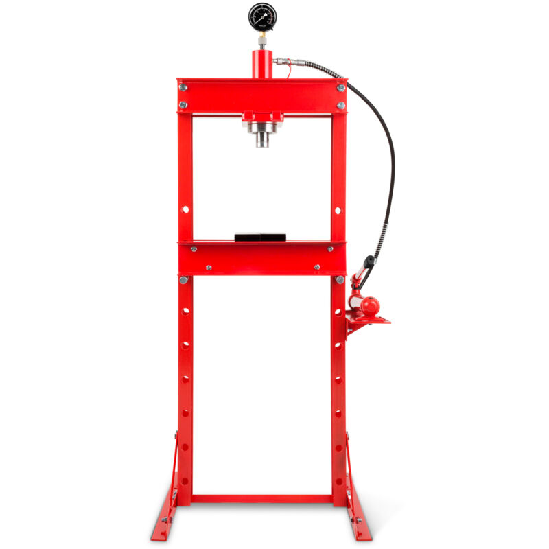 Presse hydraulique d'atelier 20T avec manomètre, réglable en 8 positions, hauteur de travail 1035 mm, largeur de travail 520 mm, hauteur totale 1670