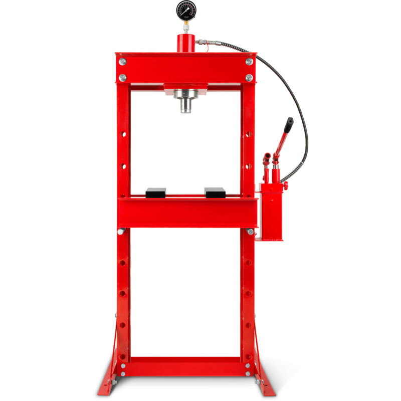 Presse hydraulique d'atelier 30T avec manomètre, réglable en 8 positions, hauteur de travail 1070 mm, largeur de travail 600 mm, hauteur totale 1820