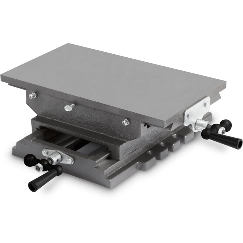 EBERTH Table croisée en fonte et acier, table travail 200 x 360mm, hauteur travail 120mm, étau à 2 axes axes pour travaux de perçage et de fraisage,