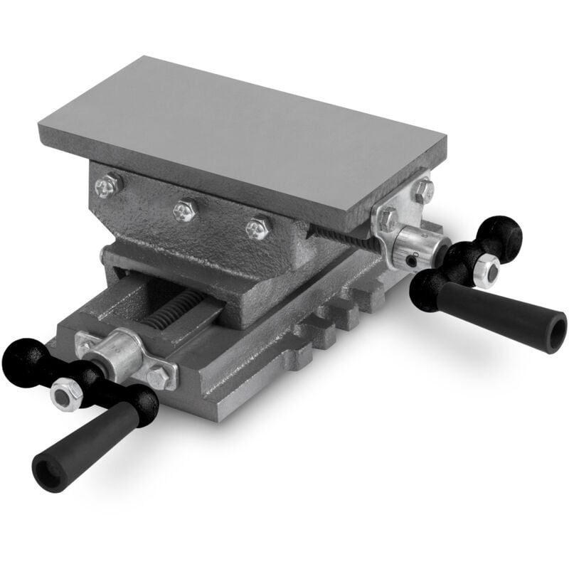 Table croisée en fonte et acier, table travail 85 x 170mm, hauteur travail 90mm, étau à 2 axes pour travaux de perçage et de fraisage, table fraisage