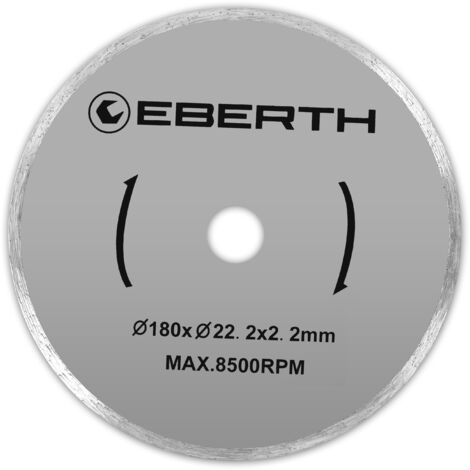 EBERTH Trennscheibe Diamanttrennscheibe für Stein, Beton, Fliesen und Feinsteinzeug, Diamantscheibe mit 180mm Durchmesser 22,2mm Bohrung 2,2mm Stärke Diamant Trennscheibe f. Granit, Keramik, Marmor